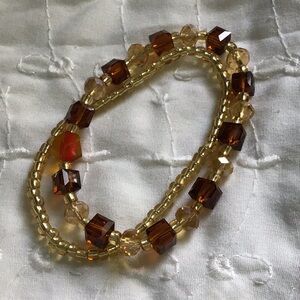 Gold and Brown Stretchable Beaded Bracelets with Classic Design